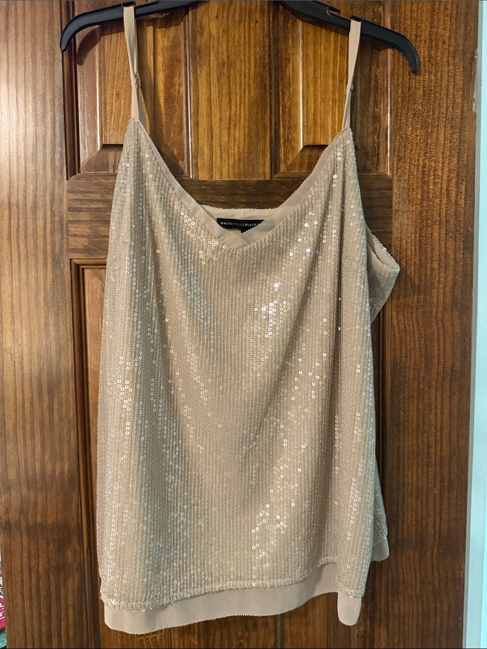 White House Black Market Champagne Sequin Camisole Top